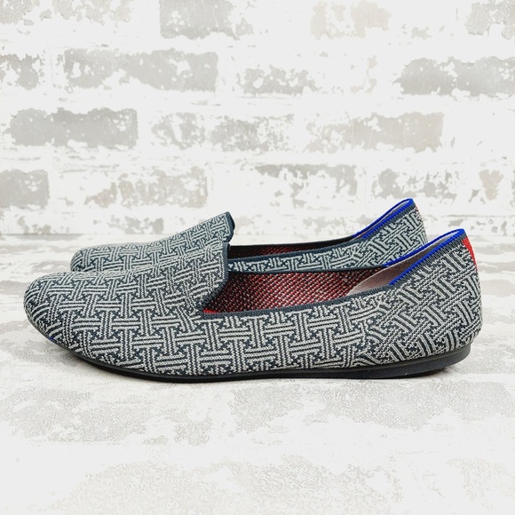 NEW Rothy's The Loafer Grey/Blue Patterned Slip On Round Toe Loafers E468